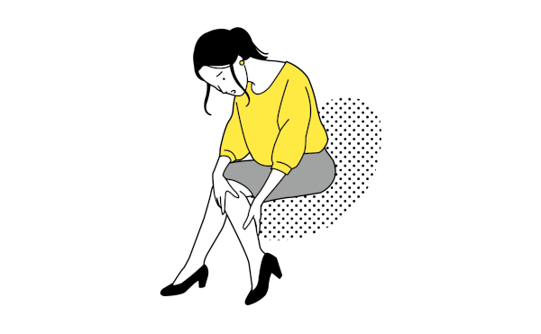 ふくらはぎを触る女性のイラスト